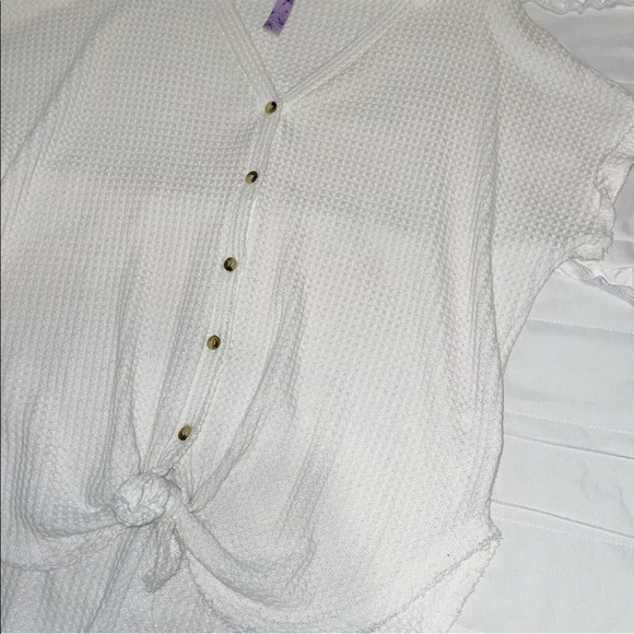 Alya Thermal Top Ivory Waffle Knit Top - Picture 3 of 7